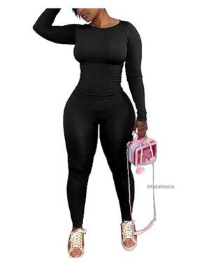 Women's 2 Piece Outfit Long Sleeve Top Jogger Pants Workout Set